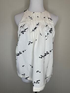 Akemi + Kim Anthropologie LinenTank Top Blouse Embroidered Sz 0
